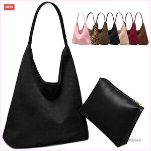 Large Slouchy Boho Tote Bag Faux Suede Work Purse Handbag Chic